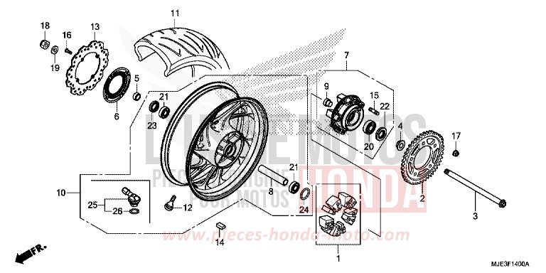 REAR WHEEL for CBR650F SWORD SILVER METALLIC (NHA95) from 2014