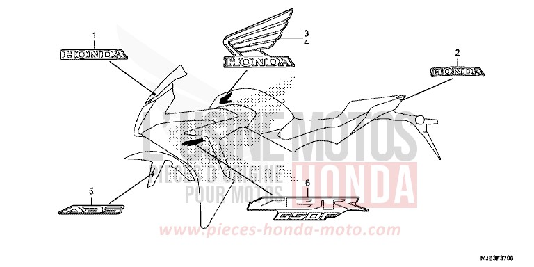 MARCHIO (1) per CBR650F SWORD SILVER METALLIC (NHA95) del 2014