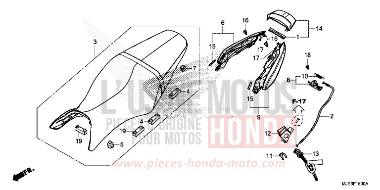 SEAT/REAR COWL for CBR650F MAT GUNPOWDER BLACK METALLIC (NH436X) from 2016