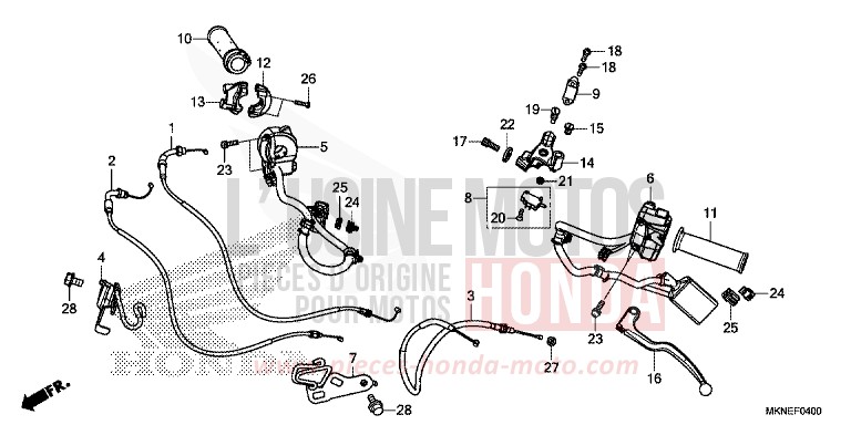 HANDLE LEVER/SWITCH/CABLE for CBR650R MAT GUNPOWDER BLACK METALLIC (NH436) from 2019