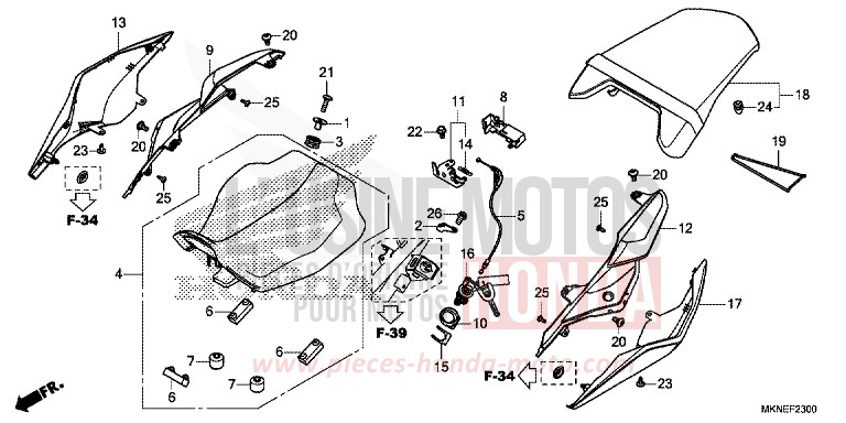 SEAT/REAR COWL for CBR650R MAT GUNPOWDER BLACK METALLIC (NH436) from 2019