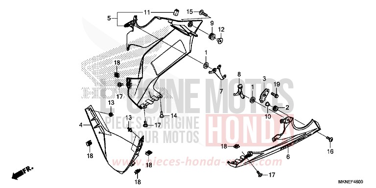UNDER COWL for CBR650R MAT GUNPOWDER BLACK METALLIC (NH436) from 2019