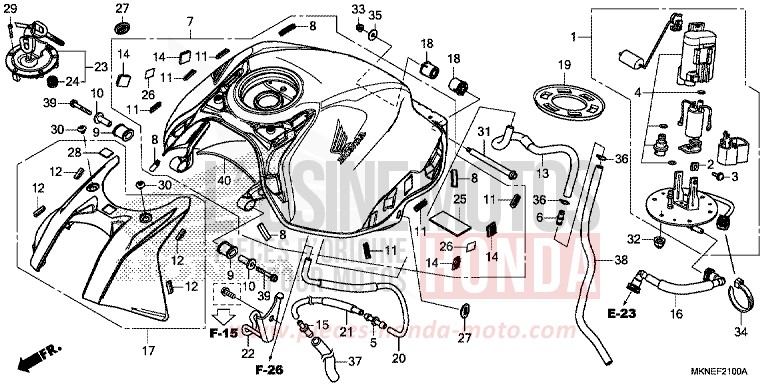 FUEL TANK for CBR650R GRAND PRIX RED (R380) from 2019
