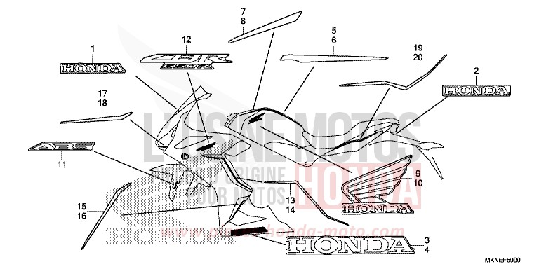 MARK (1) for CBR650R MAT GUNPOWDER BLACK METALLIC (NH436) from 2019