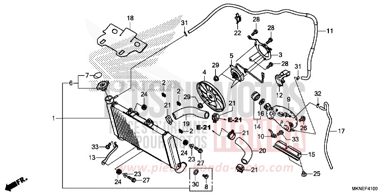 RADIATOR for CBR650R GRAND PRIX RED (R380) from 2019