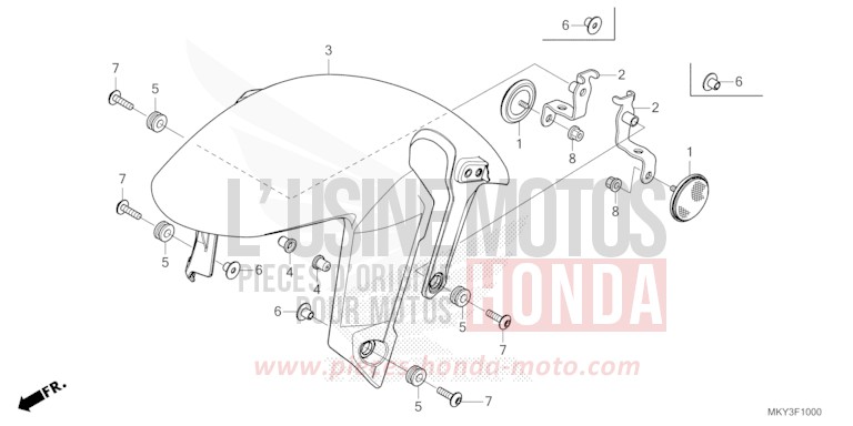 FRONT FENDER for CBR650R MAT GUNPOWDER BLACK METALLIC (NH436) from 2022