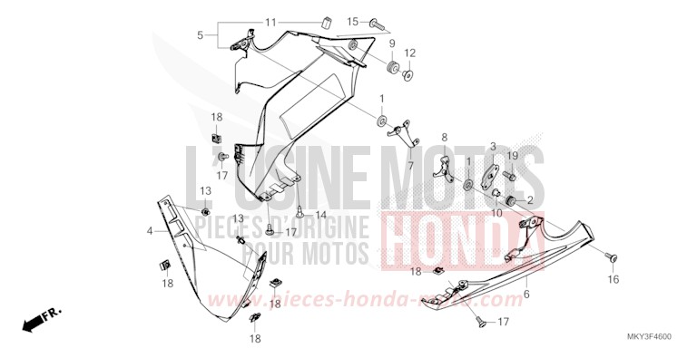 UNDER COWL for CBR650R MAT GUNPOWDER BLACK METALLIC (NH436) from 2022