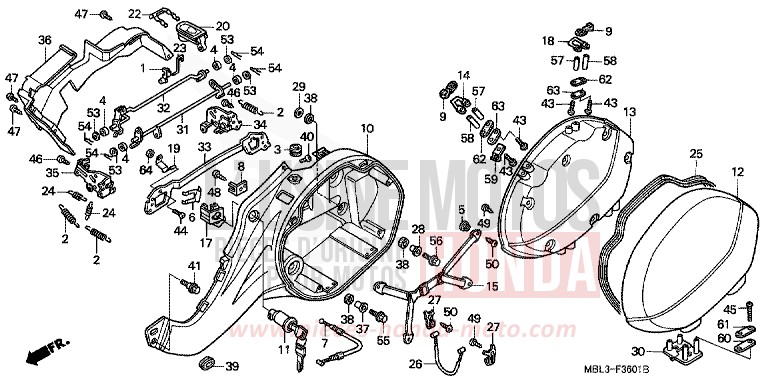 L. SADDLEBAG (NT650VW/X/Y/1) for Deauville ELEGANT BEIGE METALLIC (YR217) from 2001