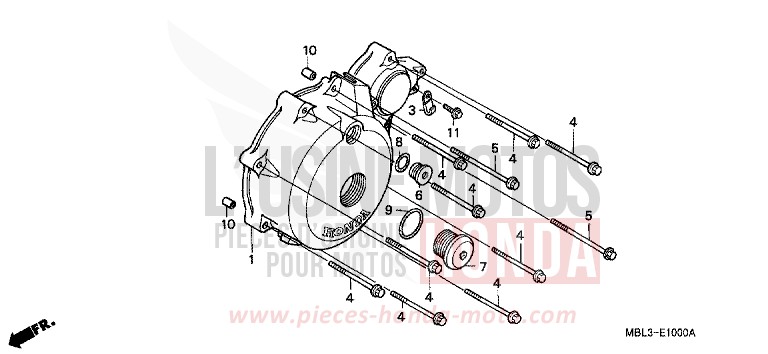 LEFT CRANKCASE COVER for Deauville SHASTA WHITE (NH138) from 2001