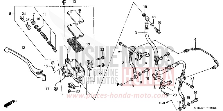 FR. BRAKE MASTER CYLINDER (NT650VW/X/Y/1) for Deauville SHASTA WHITE (NH138) from 2001