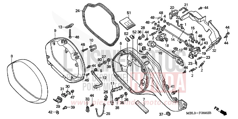 R. SADDLEBAG (NT650V2/3/4/5) for Deauville ACCURATE SILVER METALLIC (NH146) from 2002