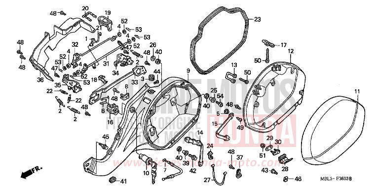L. SADDLEBAG (NT650V2/3/4/5) for Deauville PEARL CAMPARI RED (R273) from 2002