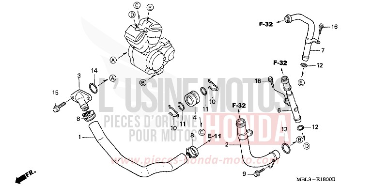 WATER PIPE for Deauville SHIELD SILVER METALLIC (NH480) from 2002