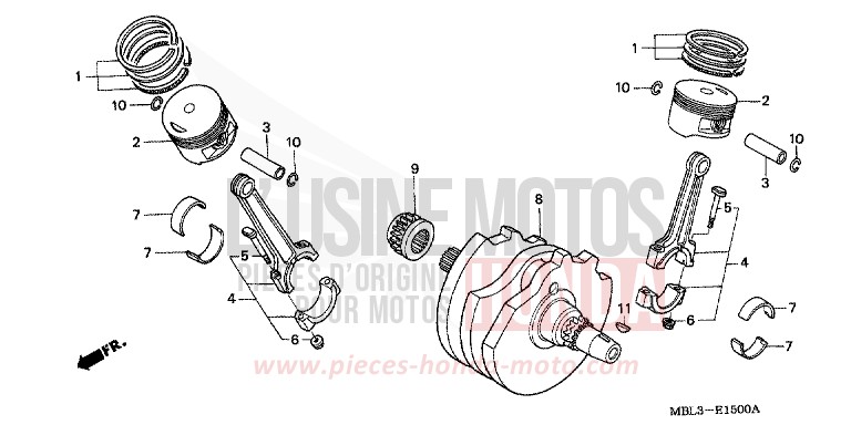 CRANKSHAFT/PISTON for Deauville PENNANT RED METALLIC (R247) from 2003