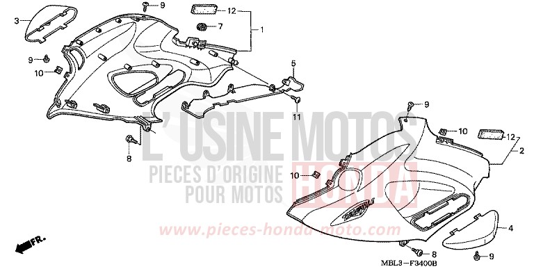 MIDDLE COWL for Deauville SEVILLA BLUE MATALLIC (PB297) from 2003