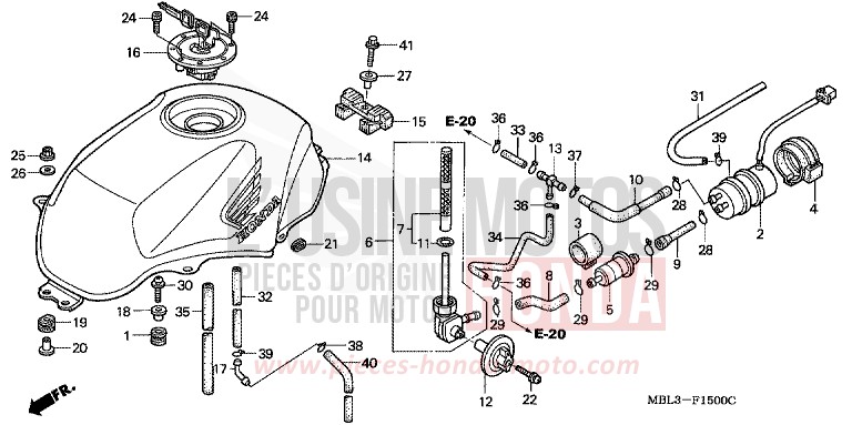 FUEL TANK for Deauville SHIELD SILVER METALLIC (NH480) from 2003