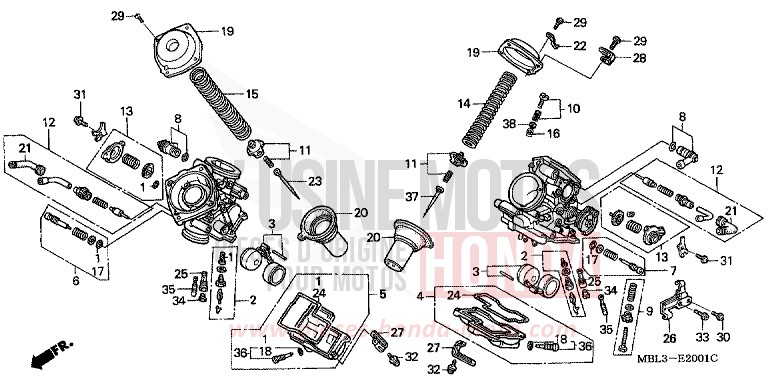 CARBURETOR (COMPONENT PARTS) for Deauville CARNELIAN RED METALLIC (R296) from 2005