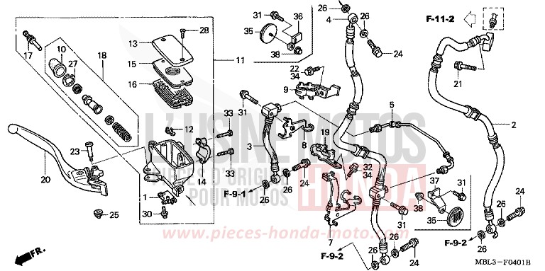 FR. BRAKE MASTER CYLINDER (NT650V2/3/4/5) for Deauville CARNELIAN RED METALLIC (R296) from 2005