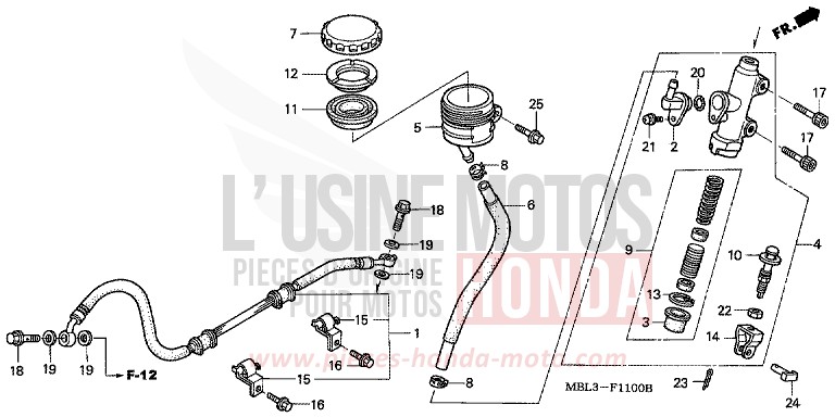 RR. BRAKE MASTER CYLINDER (NT650VW/X/Y/1) for Deauville MUTE BLACK METALLIC (NH359) from 1998