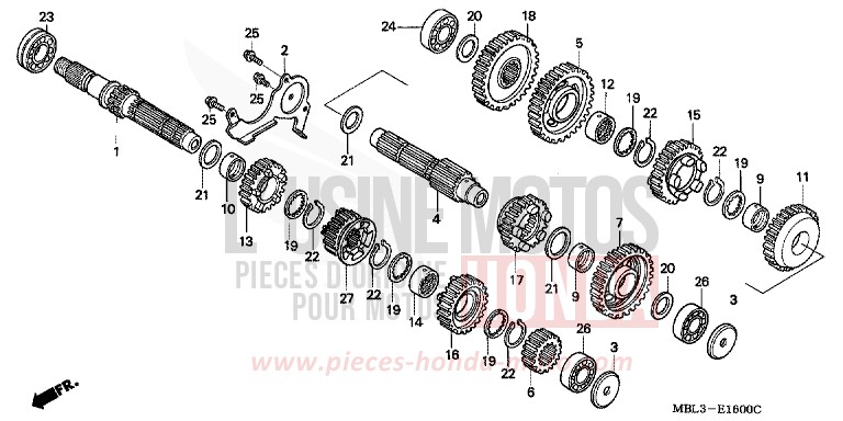 TRANSMISSION (NT650VW/X/Y/1) for Deauville PENNANT RED METALLIC (R247) from 1999