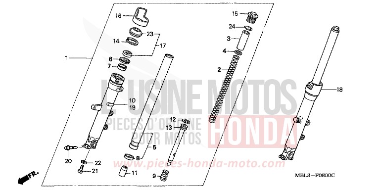 FRONT FORK for Deauville PENNANT RED METALLIC (R247) from 1999
