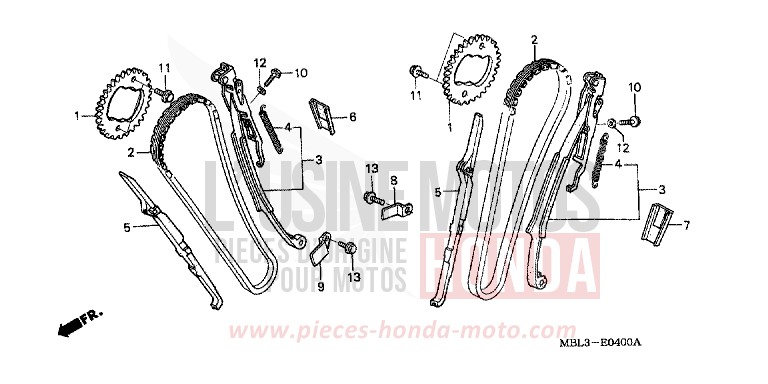 CAM CHAIN/TENSIONER for Deauville ELEGANT BEIGE METALLIC (YR217) from 2000