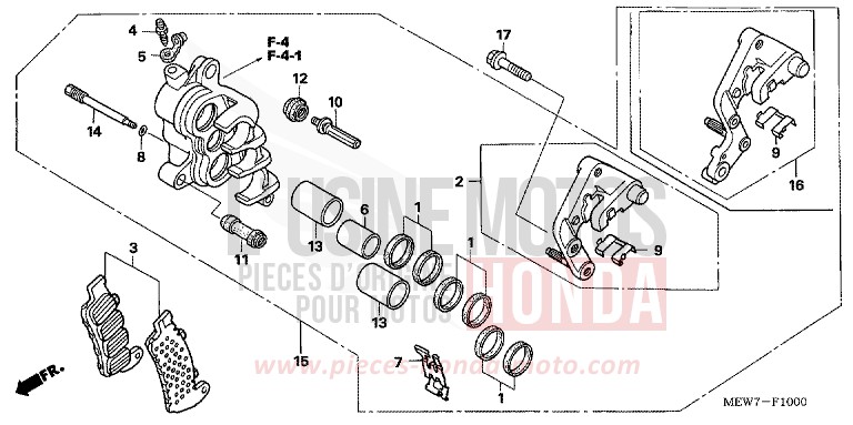 R. FRONT BRAKE CALIPER for Deauville ANCHOR GRAY METALLIC-U (NH229) from 2006