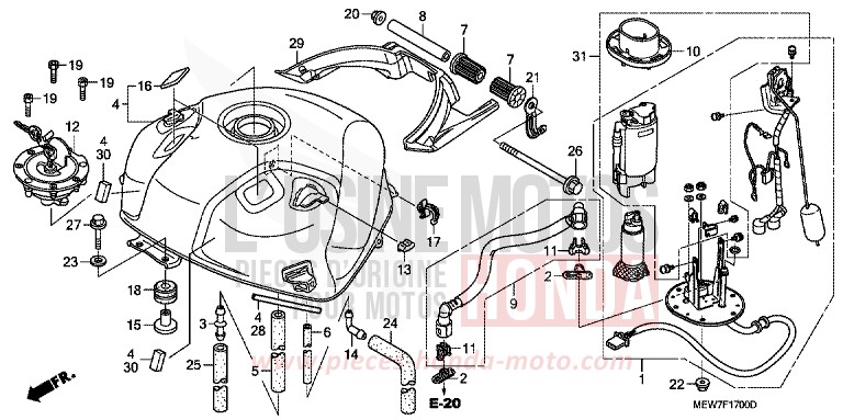 FUEL TANK for Deauville ANCHOR GRAY METALLIC-U (NH229) from 2006