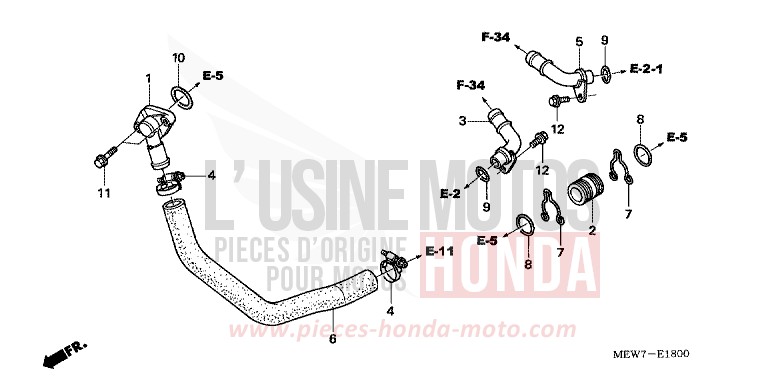 WATER PIPE for Deauville ANCHOR GRAY METALLIC-U (NH229) from 2007