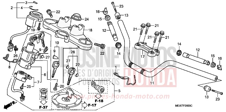 HANDLE PIPE/TOP BRIDGE for Deauville ANCHOR GRAY METALLIC-U (NH229) from 2007