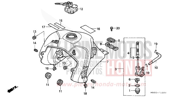 FUEL TANK for Dominator ROSS WHITE (NH196) from 1990