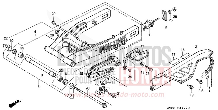 REAR FORK/CHAIN CASE for Dominator NEOBLUE (PB198) from 1988