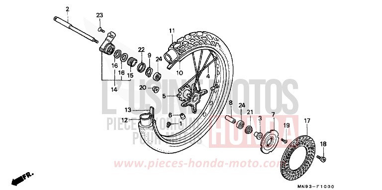 FRONT WHEEL for Dominator URBAN GREEN (G120) from 1989
