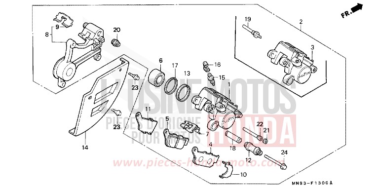 REAR BRAKE CALIPER for Dominator SHASTA WHITE (NH138) from 1990