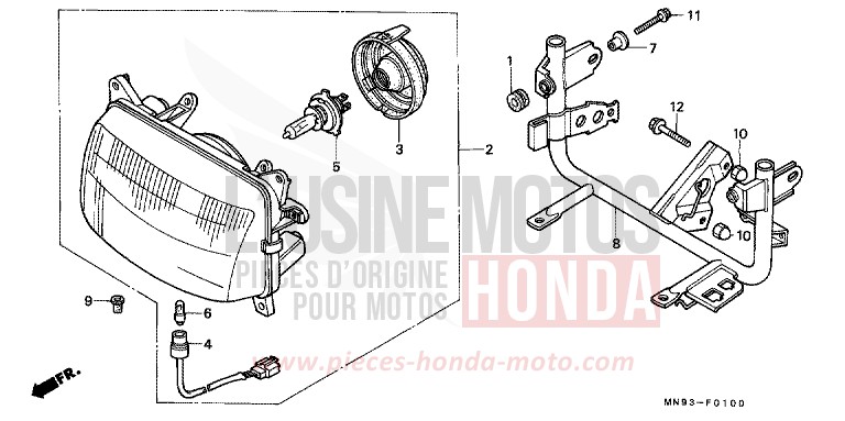 HEADLIGHT for Dominator YR158 (YR158) from 1991