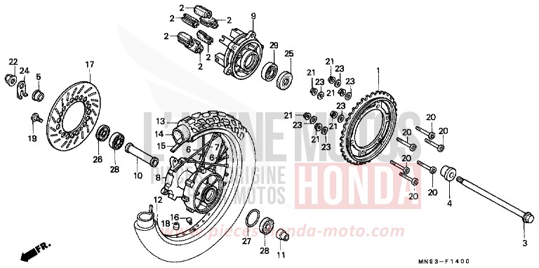 REAR WHEEL for Dominator YR158 (YR158) from 1991