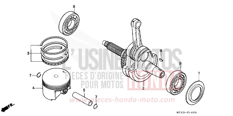 PISTON/CRANKSHAFT for Dominator FIGHTING RED (R134B) from 1992