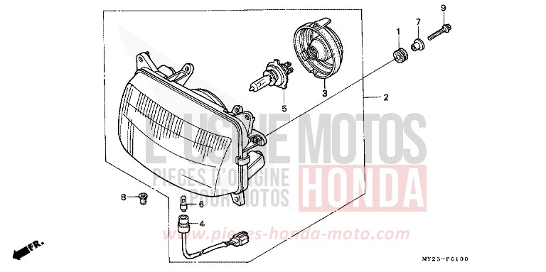 HEADLIGHT for Dominator ROSS WHITE (NH196H) from 1992