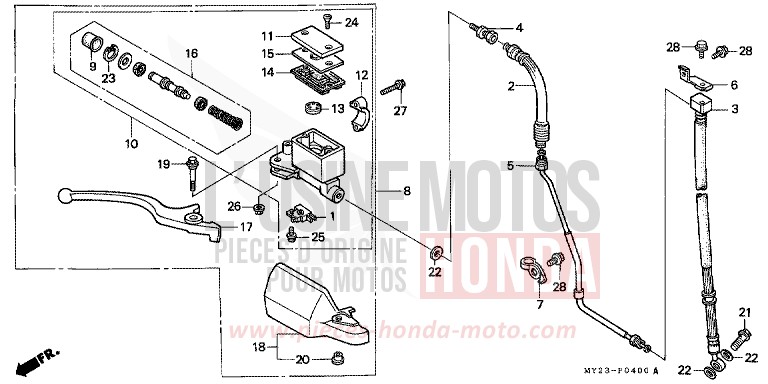FR. BRAKE MASTER CYLINDER for Dominator ROSS WHITE (NH196H) from 1992