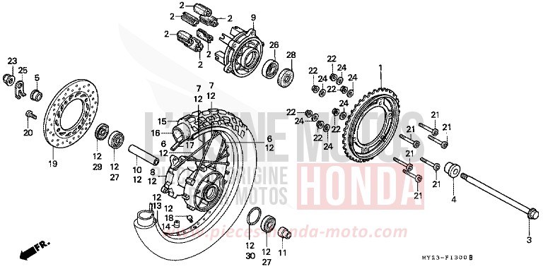 REAR WHEEL for Dominator BLACK (NH1E) from 1993
