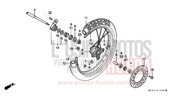 FRONT WHEEL for Dominator BLACK (NH1H) from 1994