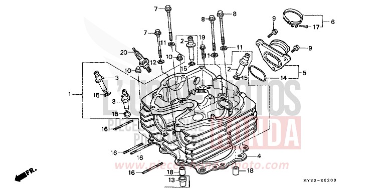 CYLINDER HEAD for Dominator ROSS WHITE (NH196H) from 1994