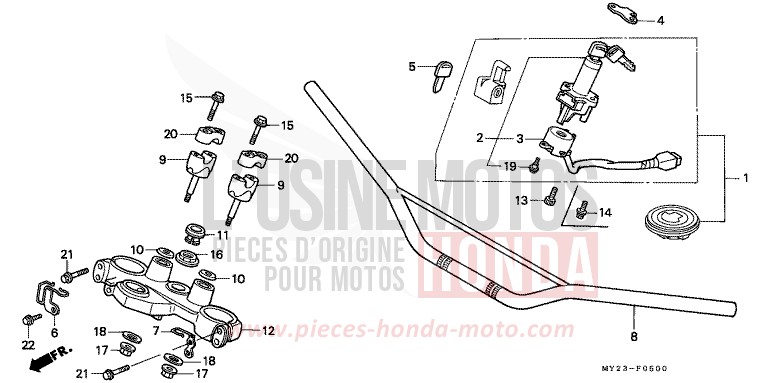 HANDLE PIPE/TOP BRIDGE for Dominator ROSS WHITE (NH196H) from 1994