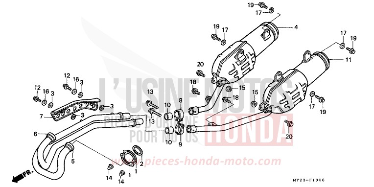 EXHAUST MUFFLER for Dominator ROSS WHITE (NH196H) from 1994