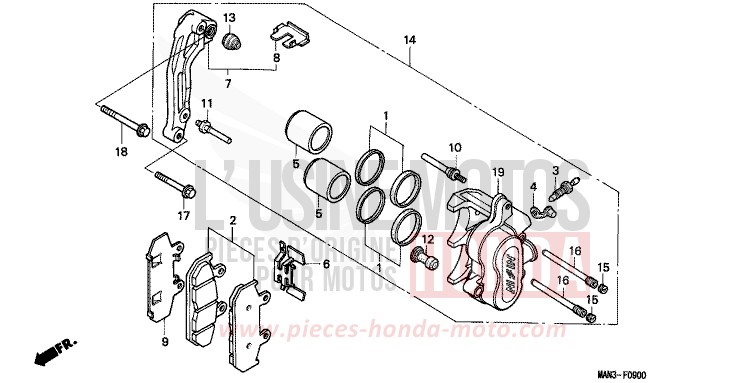 FRONT BRAKE CALIPER (1) for Dominator BLACK (NH1H) from 1995