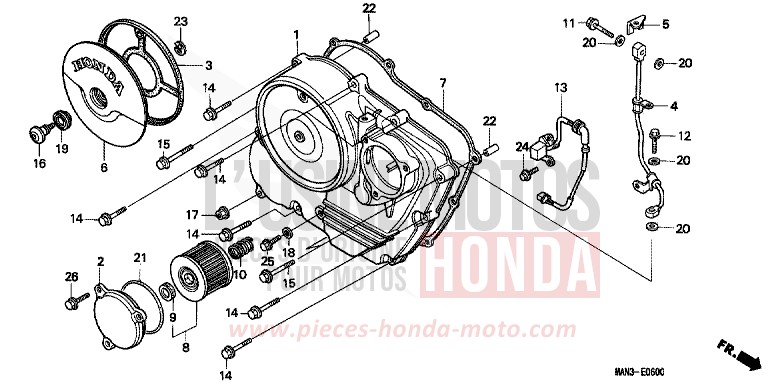 RIGHT CRANKCASE COVER for Dominator MAGNA RED (R201E) from 1995