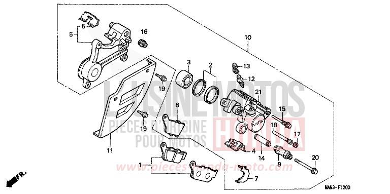 REAR BRAKE CALIPER (1) for Dominator MAGNA RED (R201E) from 1995