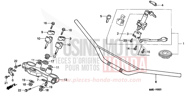 HANDLE PIPE/TOP BRIDGE for Dominator REAL WHITE (NH250H) from 1995
