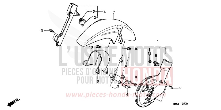 FRONT FENDER/ FRONT DISK COVER for Dominator REAL WHITE (NH250H) from 1995