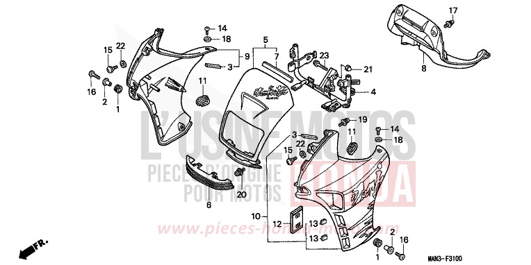 COWL (1) for Dominator REAL WHITE (NH250H) from 1995